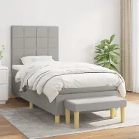 Prolenta Maison Exclusive - Base de cama con somier y colchón, color gris claro, 80 x 200 cm, material textil