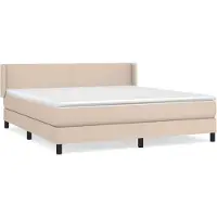 Syfax Base de cama con somier, colchón color café con leche, 160x200 cm, tapizado en cuero sintético