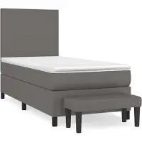 Syfax Cama box spring con colchón cuero sintético gris 90x190 cm