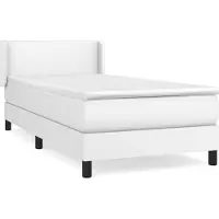 Syfax Cama box spring con colchón cuero sintético blanco 100x200 cm