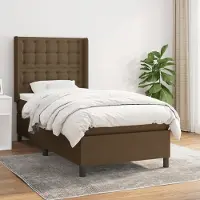 Prolenta Maison Exclusive: Base de cama con somier y colchón, color marrón oscuro, 100 x 200 cm, material: textil