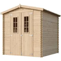 Timbela Casa de jardín de madera, 3,53 m2 - Cobertizo de jardín de madera - Dimensiones: 206 cm de ancho x 216 cm de largo x 218 cm de alto - Apto para guardar bicicletas - Modelo M343C