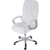 Mendler Silla de oficina Profi L42 XXL, silla de ejecutivo, silla giratoria, capacidad de carga de 150 kg, tapizada en cuero sintético, color blanco