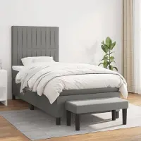 Prolenta Maison Exclusive - Base de cama con somier y colchón, color gris oscuro, 90x200 cm, material: textil