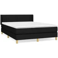 Syfax Cama box spring con colchón tela negro 140x200 cm