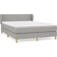 Syfax Cama box spring con colchón tela gris claro 140x190 cm