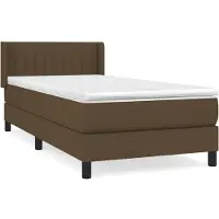 Syfax Cama box spring con colchón tela marrón oscuro 90x190 cm