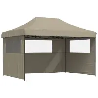 Syfax Tienda de fiesta plegable Pop-Up con 3 paredes laterales taupe
