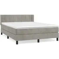 Syfax Cama box spring con colchón terciopelo gris claro 140x200 cm