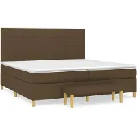 Syfax Cama box spring con colchón tela marrón oscuro 200x200 cm