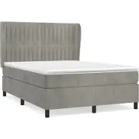 Syfax Cama box spring con colchón terciopelo gris claro 140x200 cm