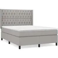 Syfax Cama box spring con colchón tela gris claro 140x200 cm