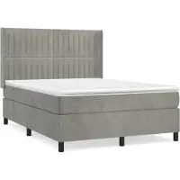 Syfax Cama box spring con colchón terciopelo gris claro 140x200 cm