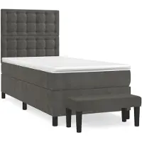 Syfax Cama box spring con colchón terciopelo gris oscuro 80x200 cm