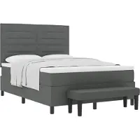 Syfax Cama tipo Box Spring con cojín Gris oscuro 140 x 190 cm tela