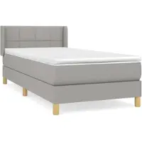 Syfax Cama box spring con colchón tela gris claro 90x190 cm