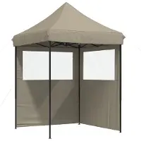 Syfax Tienda de fiesta plegable Pop-Up con 2 paredes laterales taupe