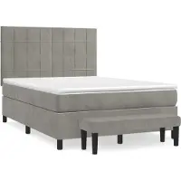 Syfax Cama box spring con colchón terciopelo gris claro 140x190 cm