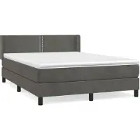 Syfax Cama box spring con colchón terciopelo gris oscuro 140x190 cm