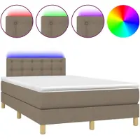 Syfax Cama box spring con colchón y LED tela gris taupe 120x200 cm