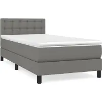 Syfax Cama box spring con colchón tela gris oscuro 100x200 cm