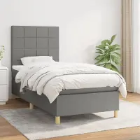 Prolenta Maison Exclusive - Base de cama con somier y colchón, color gris oscuro, 90x200 cm, material: textil
