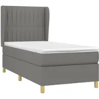 Syfax Cama box spring con colchón tela gris oscuro 80x200 cm
