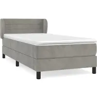 Syfax Cama box spring con colchón terciopelo gris claro 90x190 cm