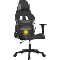 Syfax Silla gaming de masaje tela negro y gris claro