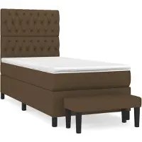 Syfax Cama box spring con colchón tela marrón oscuro 90x190 cm