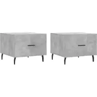 Syfax Mesa de centro 2 uds madera ingeniería gris hormigón 50x50x40cm