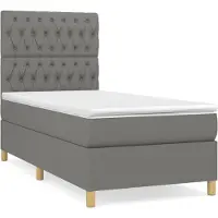 Syfax Cama box spring con colchón tela gris oscuro 100x200 cm