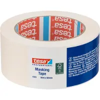 TESA Cinta de crepe , 50 metros x 50 mm, calidad profesional, color blanco, referencia 04325