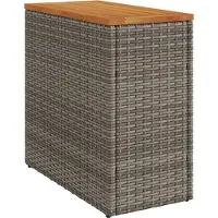 Syfax Mesa auxiliar jardín tapa madera ratán PE gris 58x27,5x55 cm