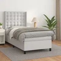 Prolenta Maison Exclusive - Base de cama con somier y colchón, color blanco, 100x200 cm, tapizada en cuero sintético