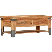 Syfax Mesa de centro de madera maciza de acacia 110x52x45 cm