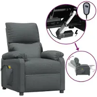 Syfax Sillón de masaje eléctrico tela gris oscuro