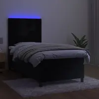 Prolenta Maison Exclusive: Base de cama con somier, colchón y luces LED, color , 90x190 cm, tapizada en terciopelo