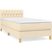 Syfax Cama box spring con colchón tela color crema 80x200 cm