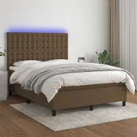 Prolenta Maison Exclusive: Base de cama con somier, colchón y luces LED, color marrón oscuro, 140x200 cm, material: textil