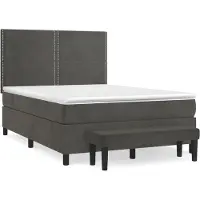 Syfax Cama box spring con colchón terciopelo gris oscuro 140x200 cm