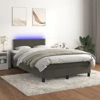 Prolenta Maison Exclusive: Base de cama con somier, colchón y luces LED, color gris oscuro, 120x200 cm, tapizada en terciopelo