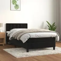 Prolenta Maison Exclusive: Base de cama con somier y colchón, color , 90x200 cm, tapizada en terciopelo