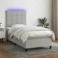 Prolenta Maison Exclusive - Base de cama con somier, colchón y luz LED, color gris claro, 100x200 cm, tejido