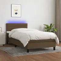 Prolenta Maison Exclusive: Base de cama con somier, colchón y luces LED, color marrón oscuro, 100x200 cm, material: textil