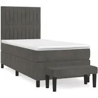 Syfax Cama box spring con colchón terciopelo gris oscuro 90x200 cm