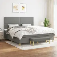 Prolenta Maison Exclusive: Base de cama con somier y colchón, color gris oscuro, 200x200 cm, tejido