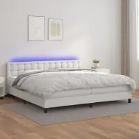 Prolenta Maison Exclusive: Base de cama con somier, colchón y luces LED blancas, 200x200 cm, tapizada en cuero sintético