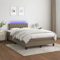 Prolenta Maison Exclusive: Base de cama con somier, colchón y luces LED, color taupe, 120 x 200 cm, tapizada en tela