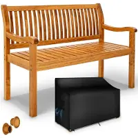 Tillvex Banco de jardín de madera marrón claro 150 cm / 3-4 personas banco de parque banco macizo jardín muebles de jardín